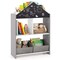 Costway Kids Dollhouse Bookshelf with Writable Chalkboard Whiteboard 4 Top Compartments Gray/Pink